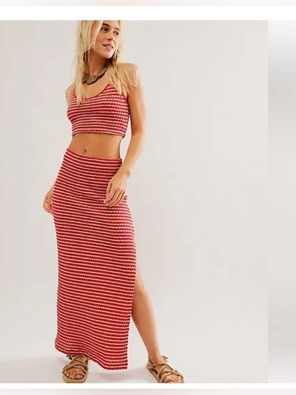 Free People Red and brown Knit set size M